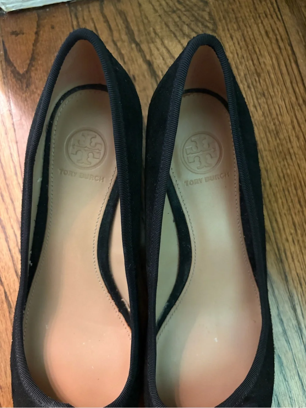 Tory Burch Black Suede Wedge Heels